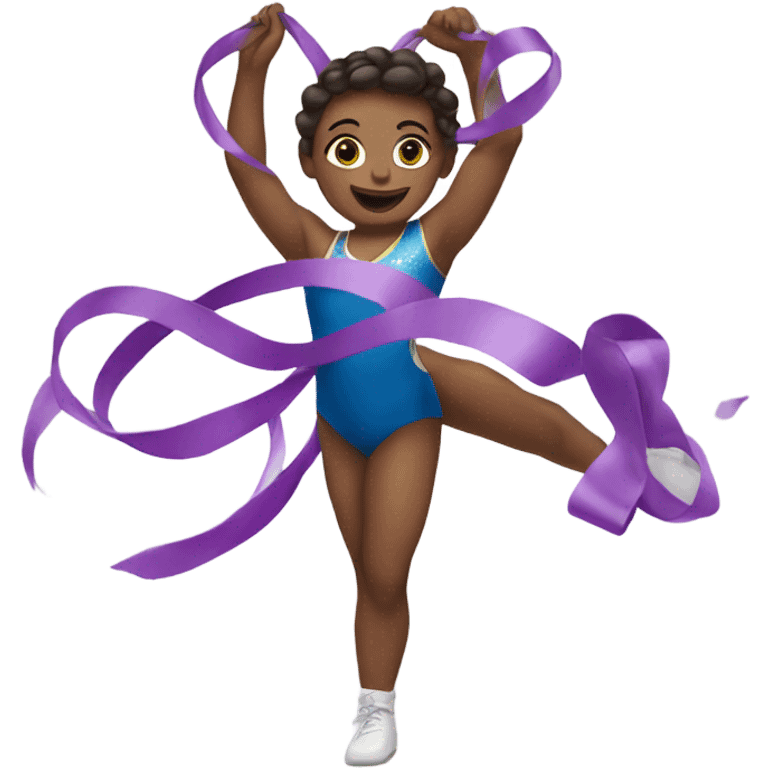 A gymnast holding a ribbon emoji