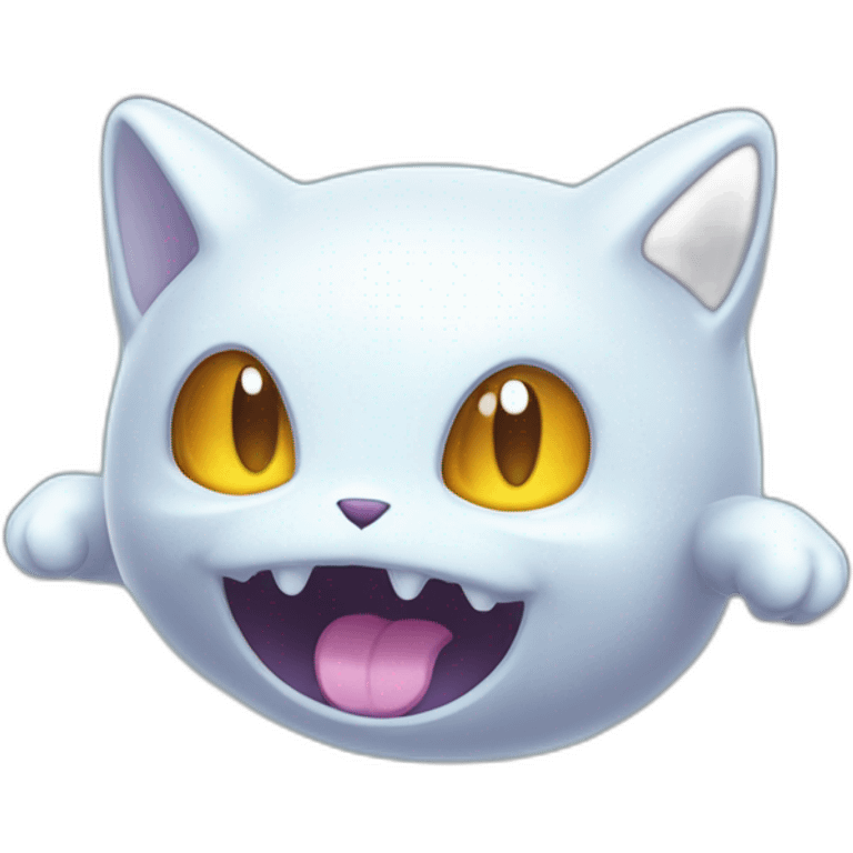 spooky cartoon ghost kitty like pokemon floating in the air emoji