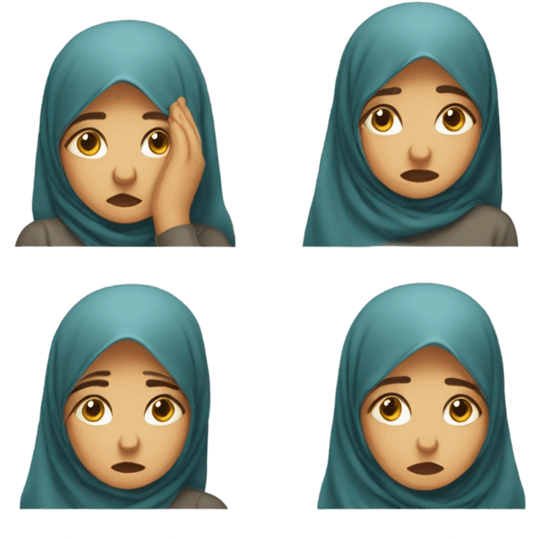 The girl is facepalming, expressing frustration, embarrassment, or disbelief. With hijab. emoji