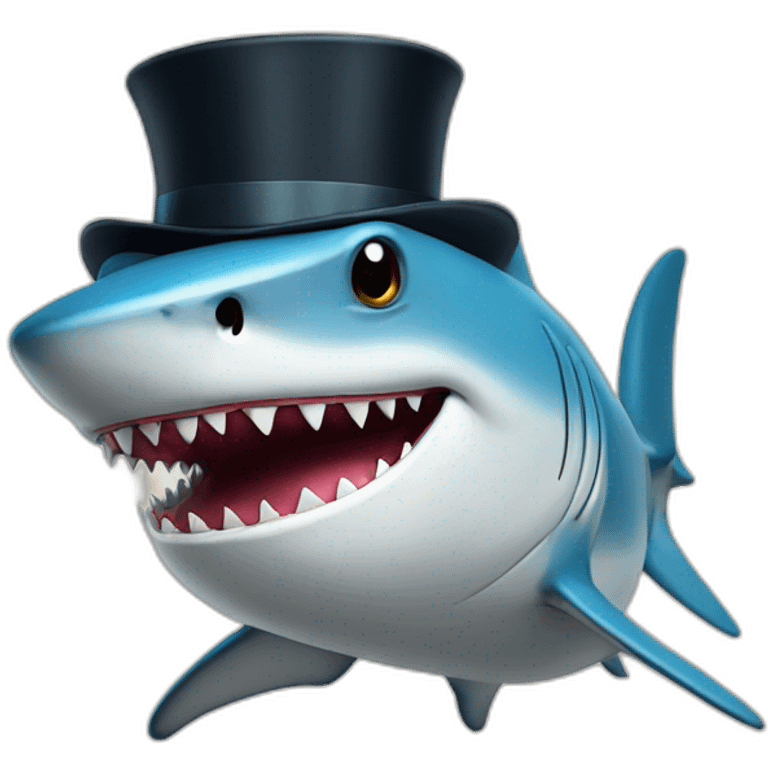 Shark with a top hat emoji