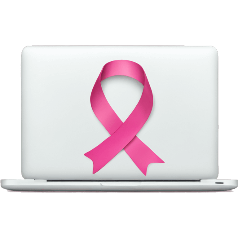 White laptop with pink ribbon emoji