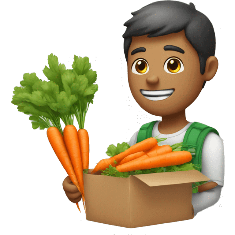 guy gifting carrots bouquet insteasd of flowers emoji