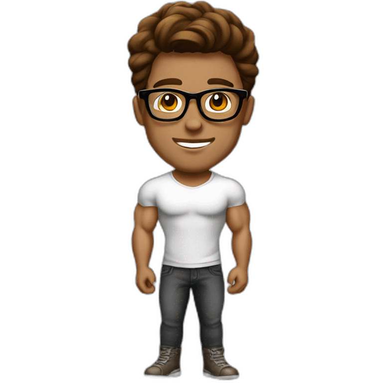 guy fashion bodybuilder glasses, developper brown hair macbook emoji