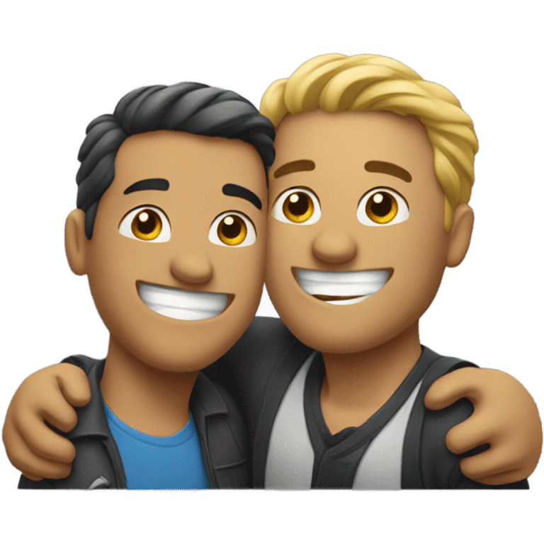 2guy hugging one smiling emoji