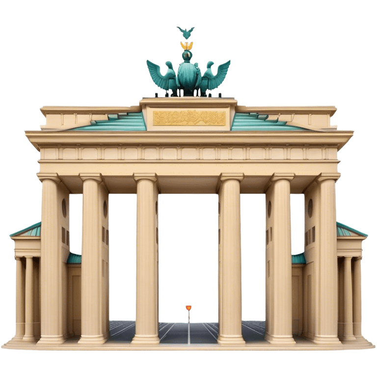 Cinematic Realistic Brandenburg Gate Landmark Emoji, depicted as the iconic neoclassical monument rendered with lifelike detail and dynamic, historic lighting. emoji