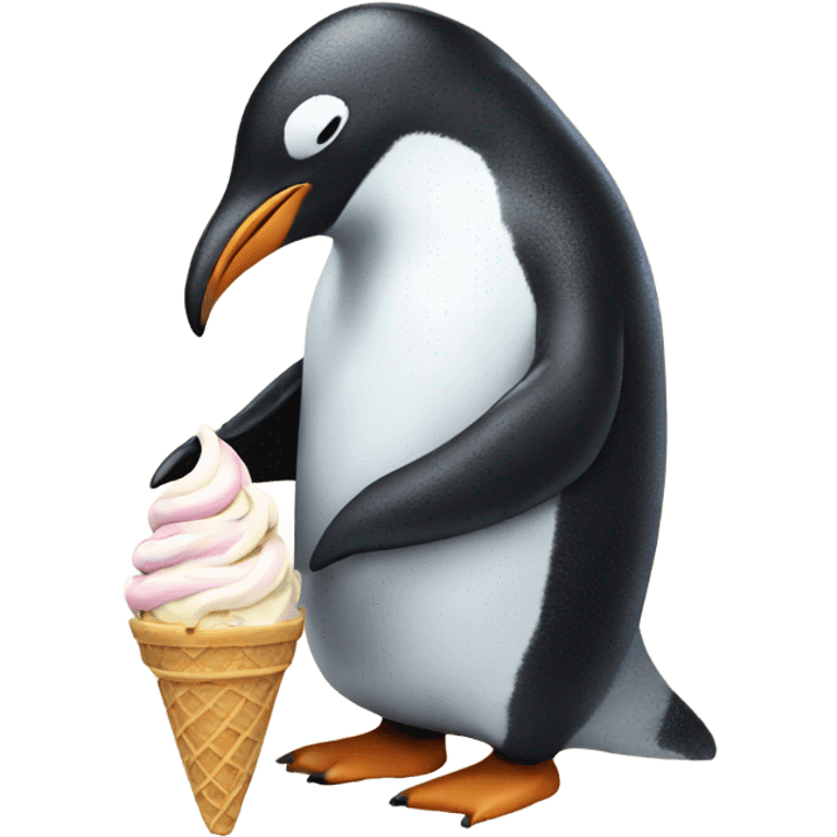 Penguin eating ice cream emoji