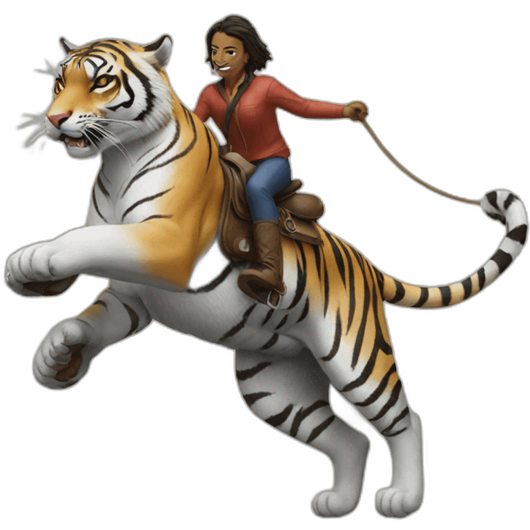 Crystal riding a hemans tiger emoji