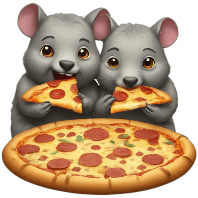 two wombats eating pizza emoji