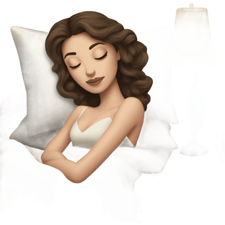 sleeping beauty brunette white girl with a silk pillow emoji