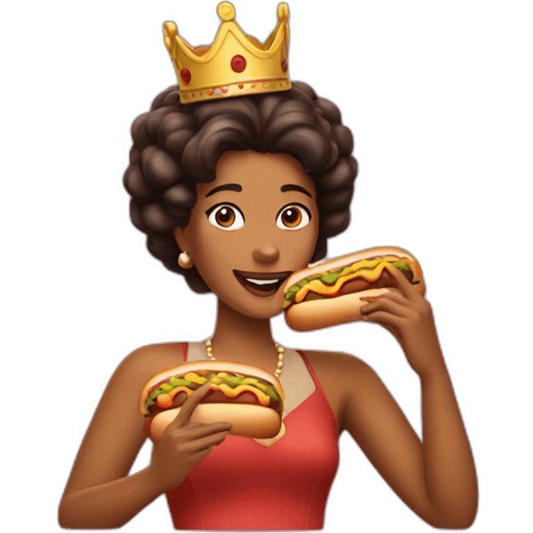 Queen eating hot dog emoji