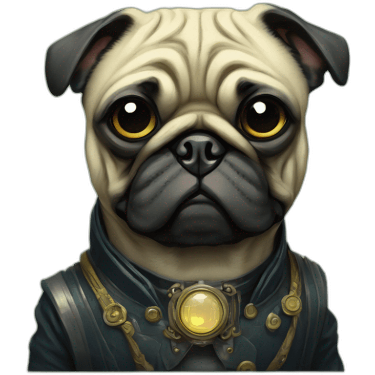 A cyberpunk pug in Art Nouveau style during 1910 emoji