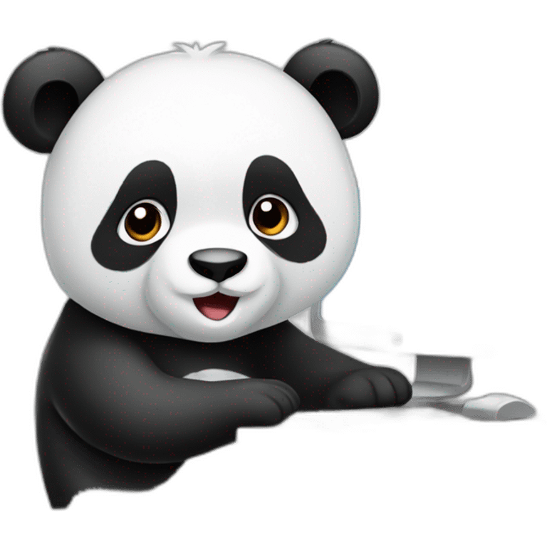 Panda bear working on pc emoji