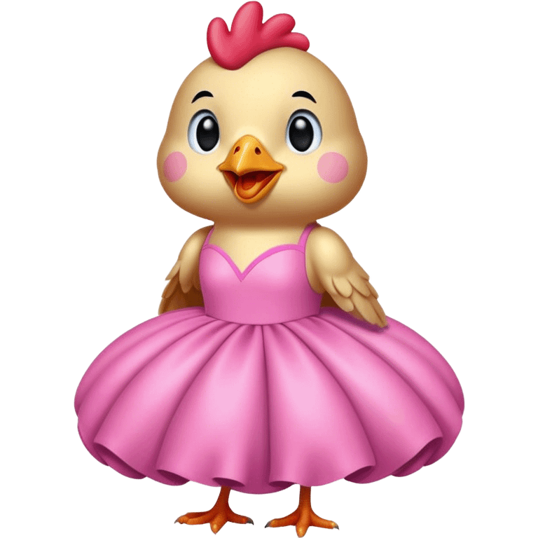 chicken in pink ball dress emoji