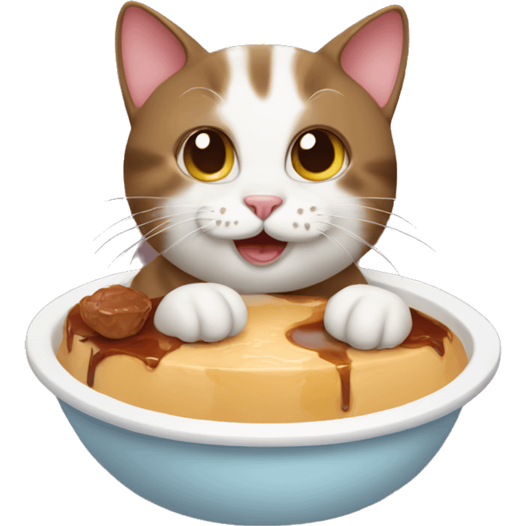 cat with pudding emoji