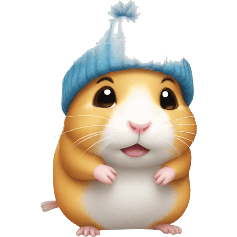 hamster wearing beanie crying emoji