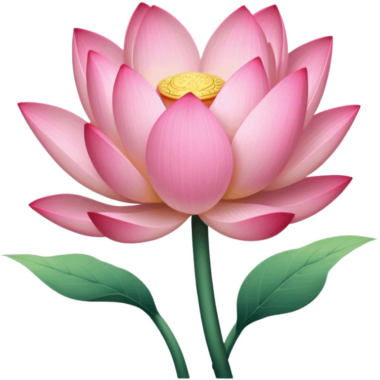 single Pink Lotus, straight stem emoji