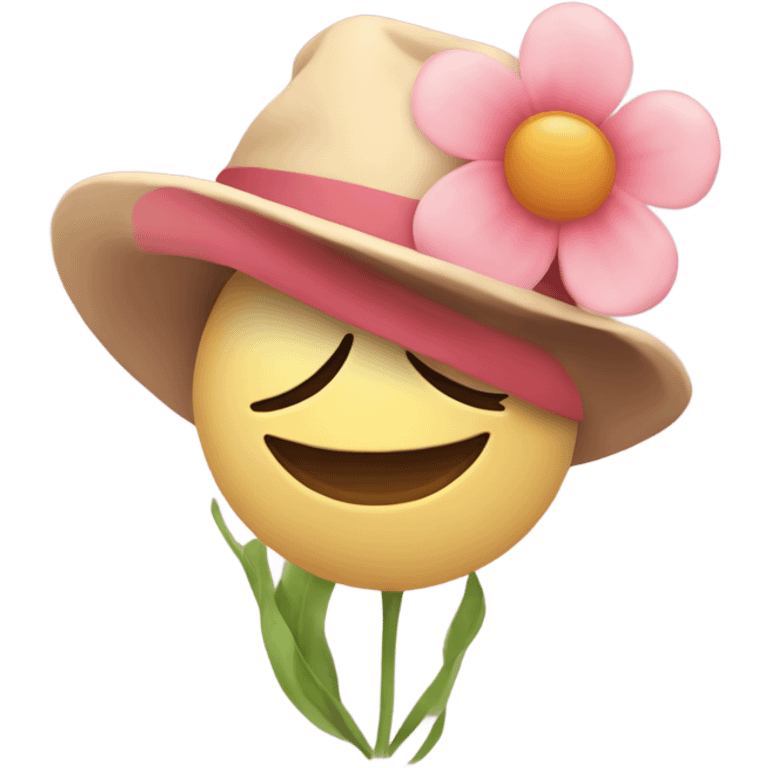 Flower with at cute hat on emoji