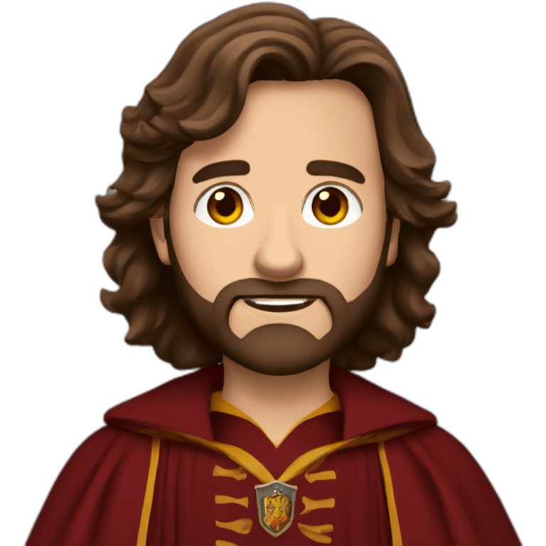 long brown haired bearded man in gryffindor hogwarts robes emoji