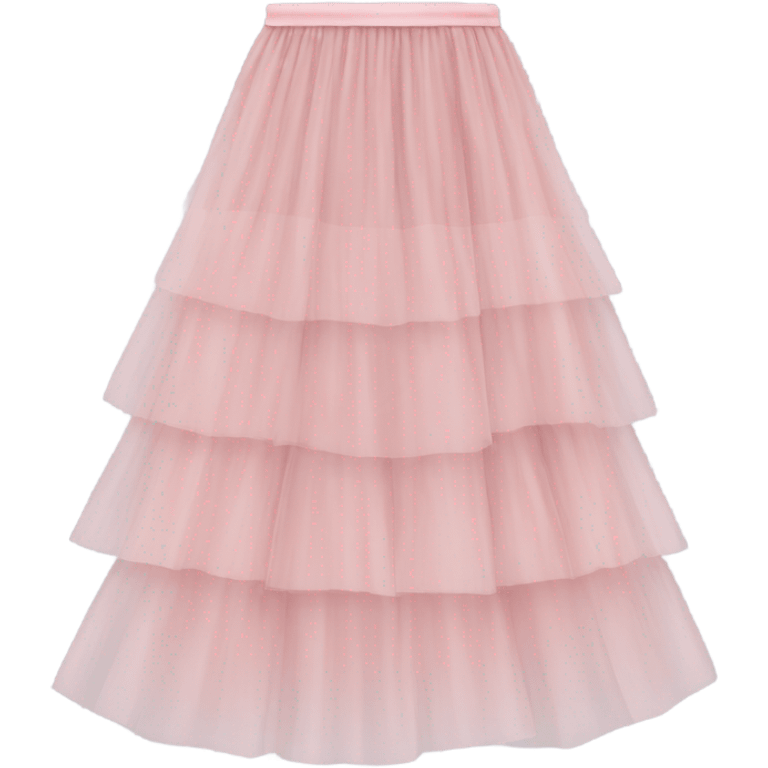 Long soft pink tiered tulle skirt, isolated emoji