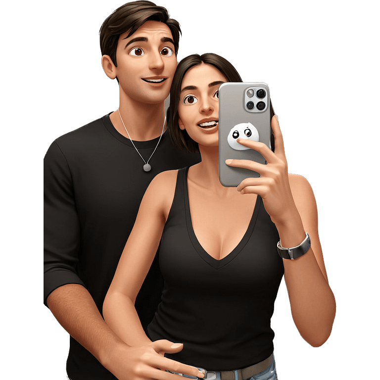 girl and boy selfie moment emoji