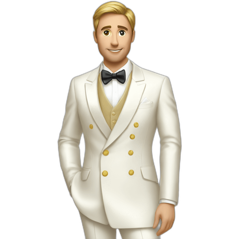 Posh-man-with-white-suit-holding-golden-coins emoji