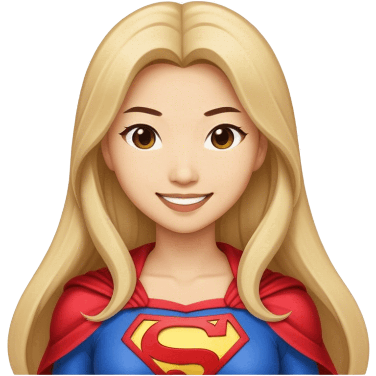 Asian superhero wife with long dark blonde hair light skin smiling emoji