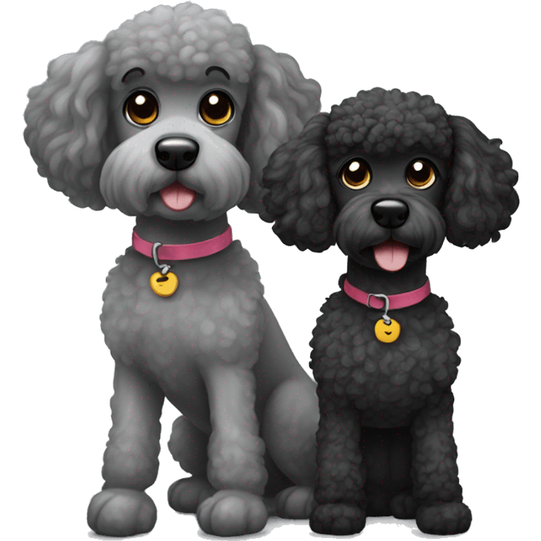 black and grey two poodles emoji