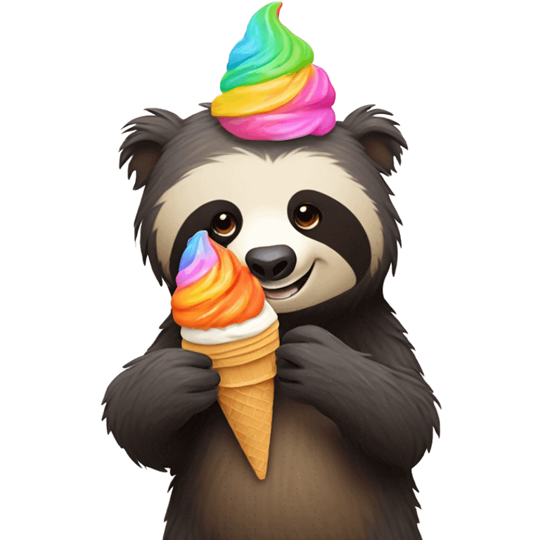 Sloth bear eating ice cream emoji