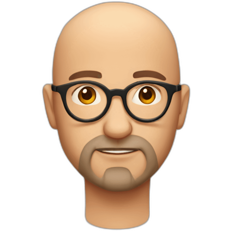 bald headed spanish guy chubby face beard and rimless round glasses like harry potter emoji