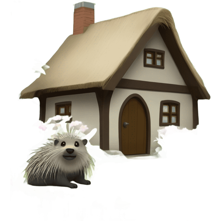 Cottage core cottage with porcupine  emoji