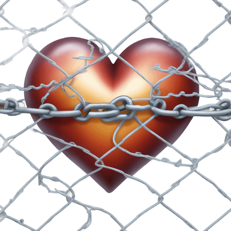 A heart enclosed in chain link fence topped with razor wire  emoji