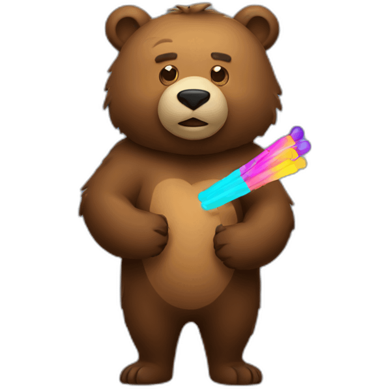 Grizzly holding 2 glow sticks emoji