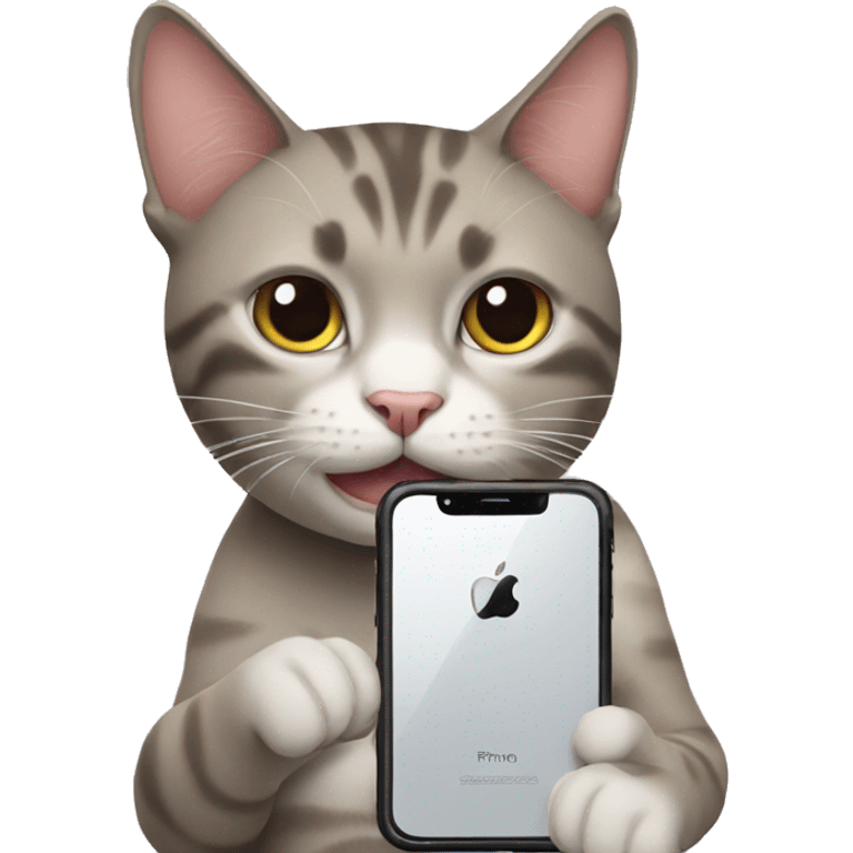 A cat holding iphone  emoji