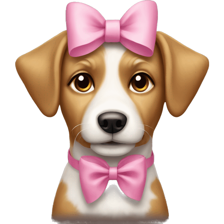 Light brown and white dog with pink bow emoji