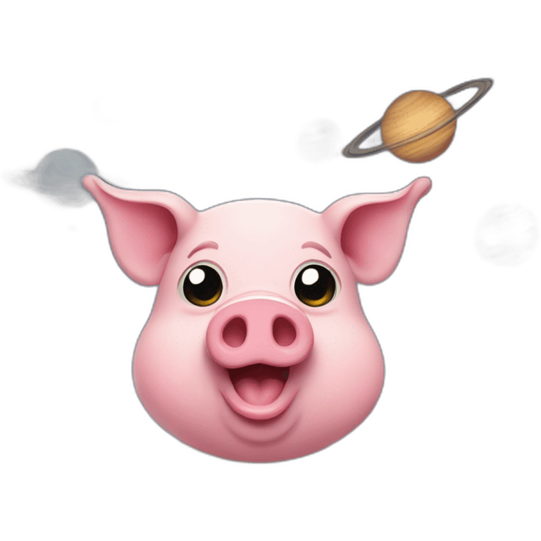 Pig in outer space with stars and planets emoji