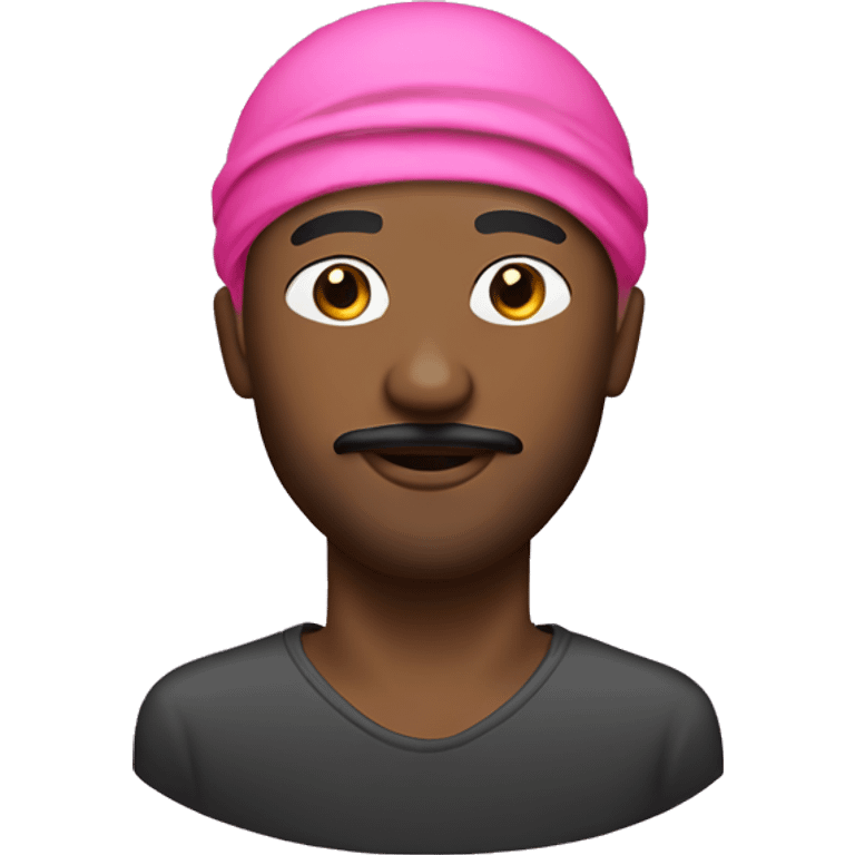 Black man with mustache and beard and pink durag  emoji