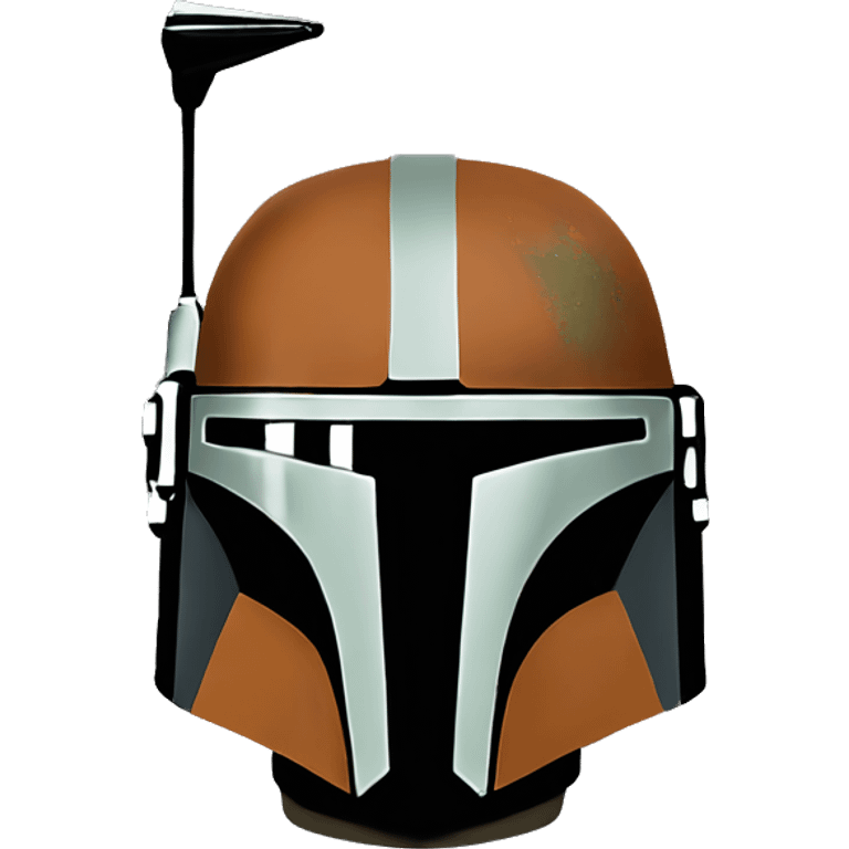 Olive and rust colored Mandalorian helmet with antenna emoji