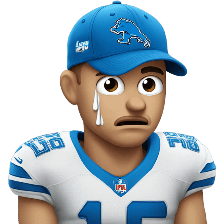 Crying Detroit lions fan white emoji