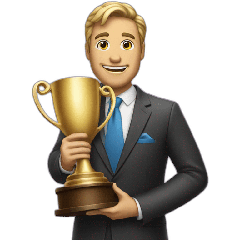 television game show host holding a trophy emoji