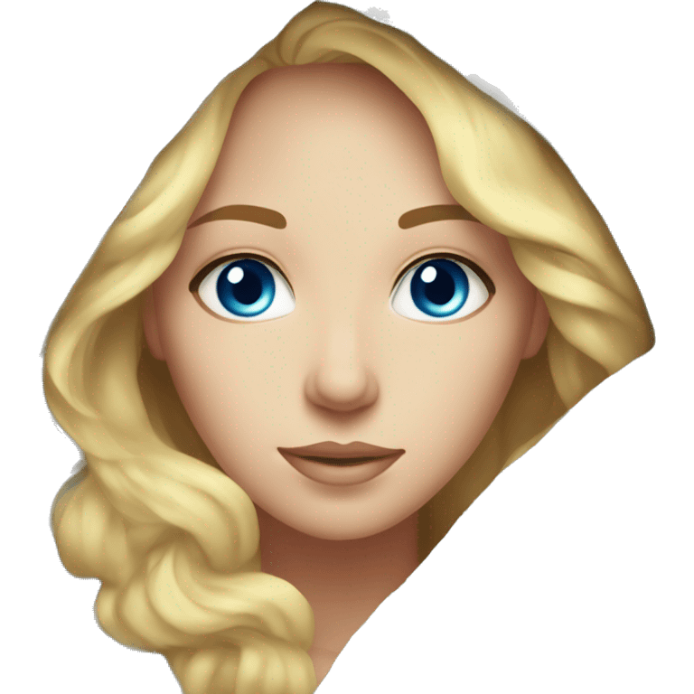 Blue eye, soft waved blonde hair women, with blanket  emoji