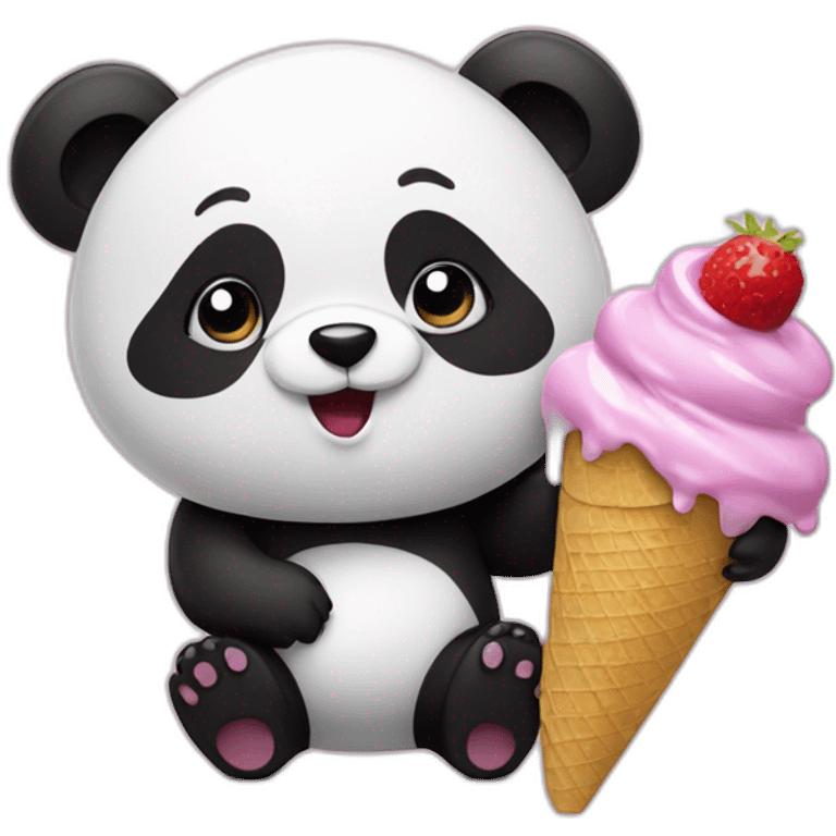 Panda eating ice cream emoji