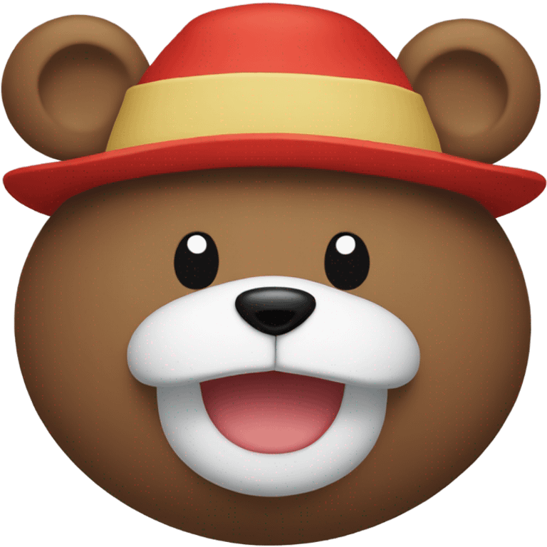 Teddy bear with luffy hat and same colors emoji