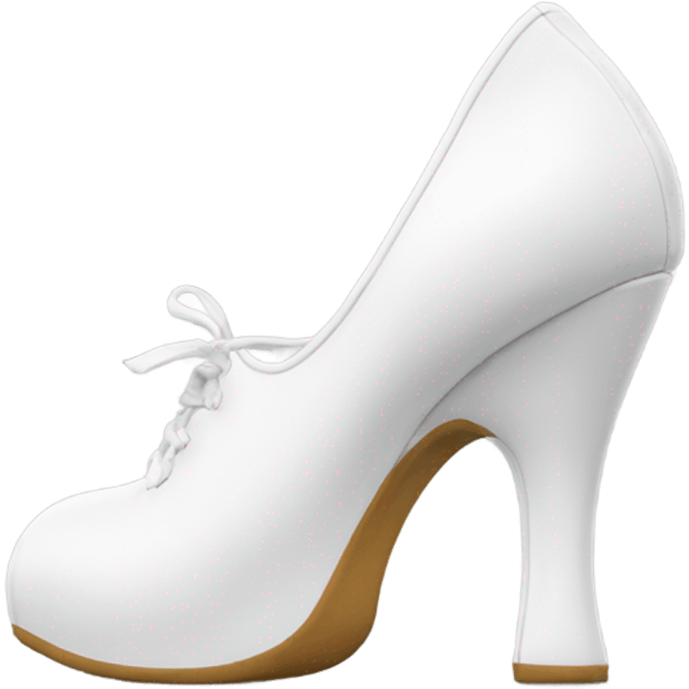 white latex mid heel shoe front and back emoji