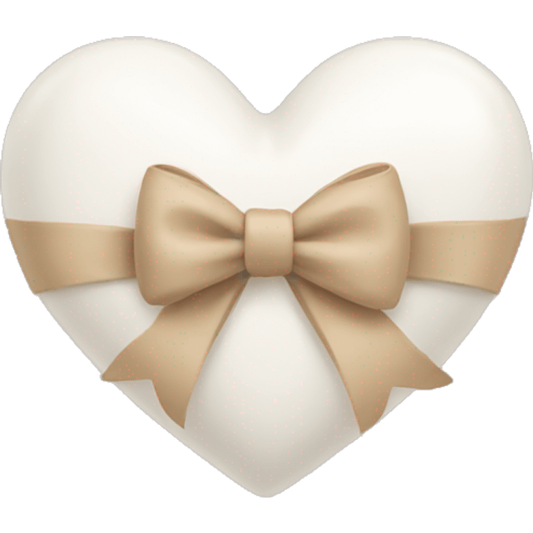 white heart with beige bow emoji