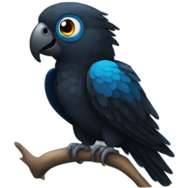 Black parrot with blue eyes emoji