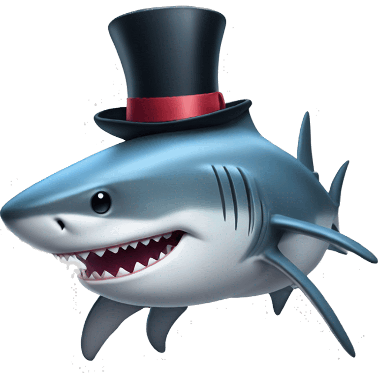 Shark with a top hat emoji