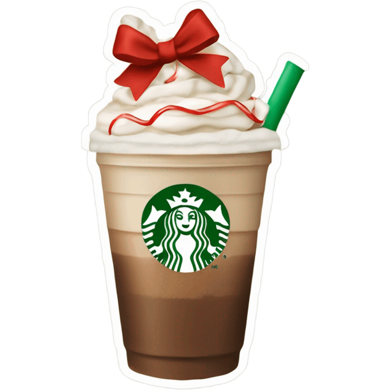 Starbucks peppermint Frappuccino with a little ribbon tied around it that’s red  emoji