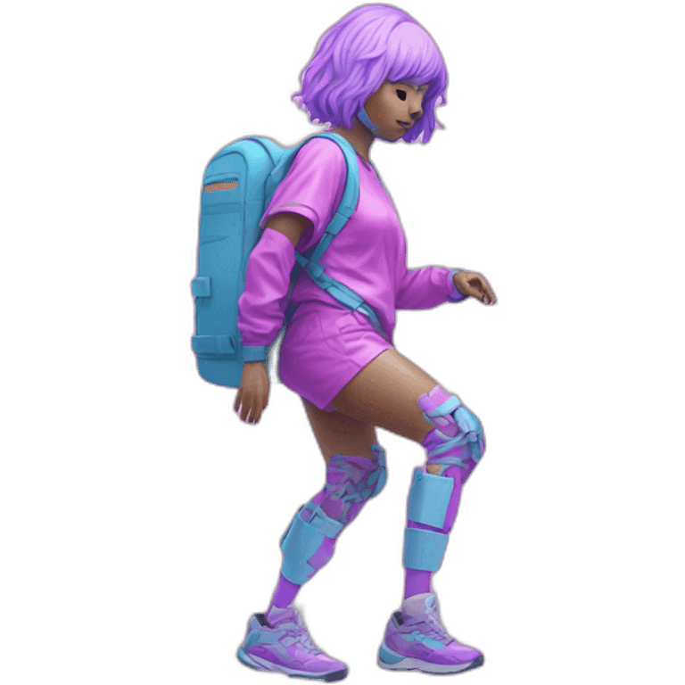 Vaporwave person with prosthetic leg  emoji