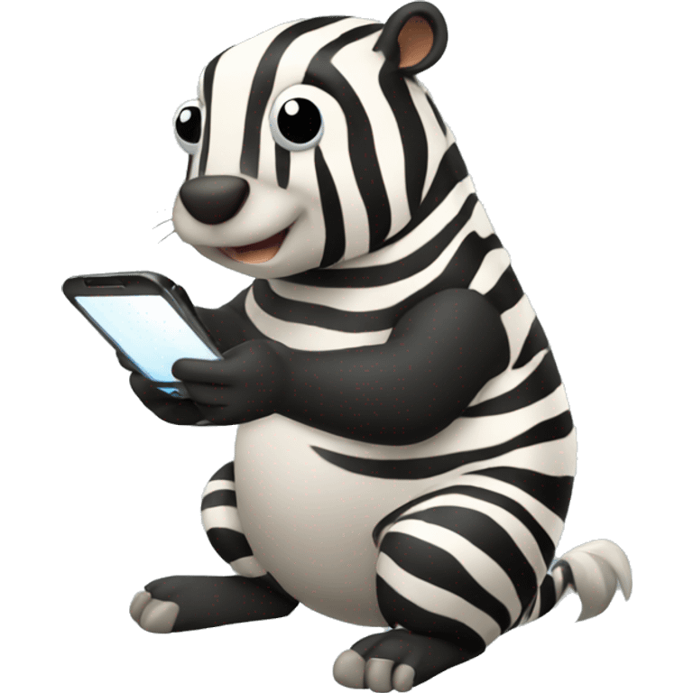 zebra beaver checking his cell phone  emoji