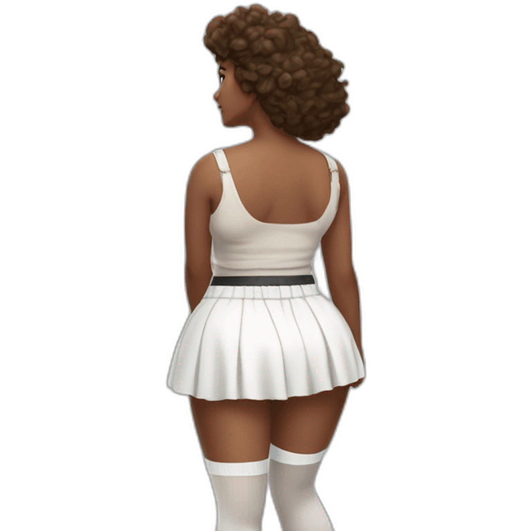 full-body-back-view-curvy-caucasian-beauty-skirt-lifted-by-the-wind-white-knickers and long socks emoji